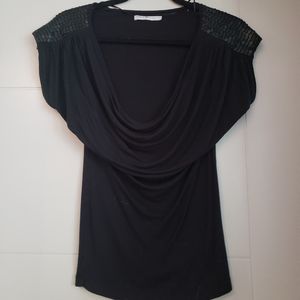 2/$12 OR 4/$20 Sequin Shoulder Draped Neck T-Shirt